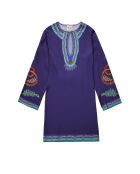 Robe courte manches longues à motifs ethnique Ezra bleue