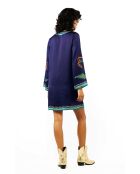 Robe courte manches longues à motifs ethnique Ezra bleue