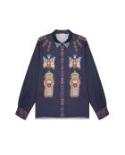 Chemise imprimé indien Bonaventure Nouveau Western bleue