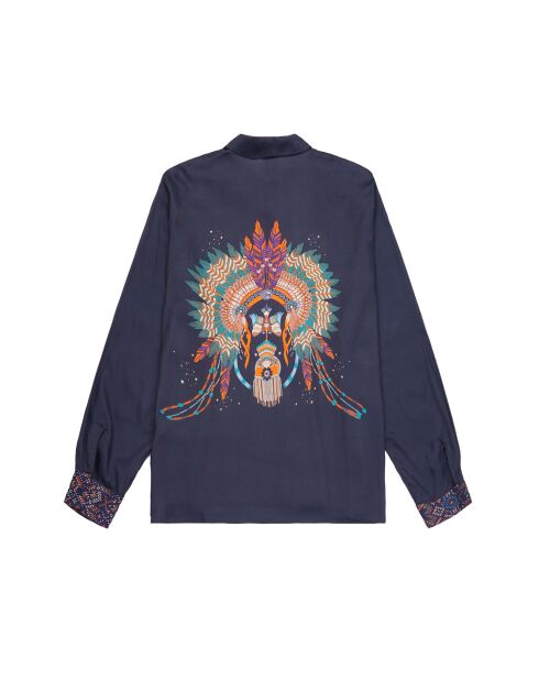 Chemise imprimé indien Bonaventure Nouveau Western bleue