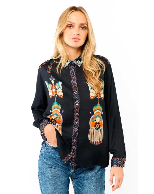Chemise imprimé indien Bonaventure Nouveau Western bleue