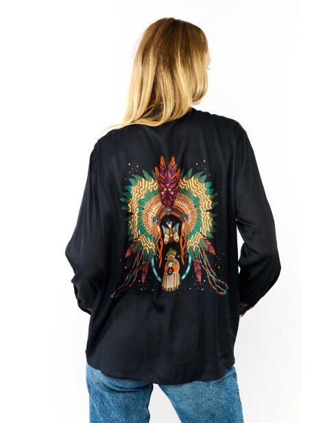 Chemise imprimé indien Bonaventure Nouveau Western bleue