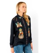 Chemise imprimé indien Bonaventure Nouveau Western bleue