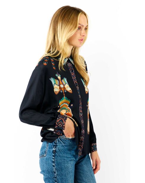 Chemise imprimé indien Bonaventure Nouveau Western bleue