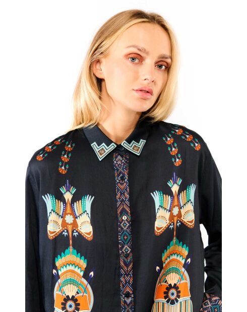 Chemise imprimé indien Bonaventure Nouveau Western bleue
