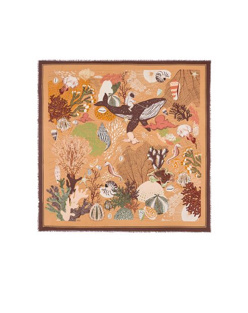 Grand foulard thème fonds marins Deepsea camel