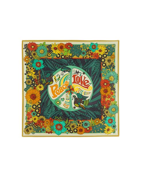 Foulard moyen imprimé floral Peacelove vert