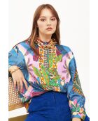 Chemise imprimé faune Bonaventure Zoulou bleue