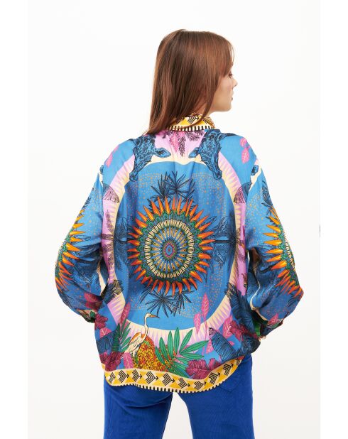 Chemise imprimé faune Bonaventure Zoulou bleue