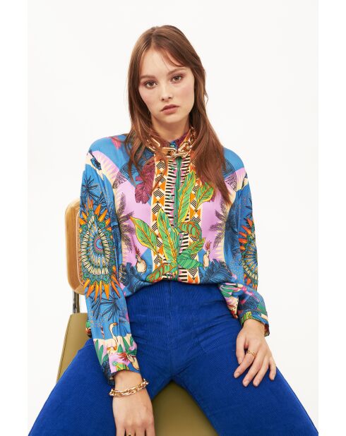 Chemise imprimé faune Bonaventure Zoulou bleue