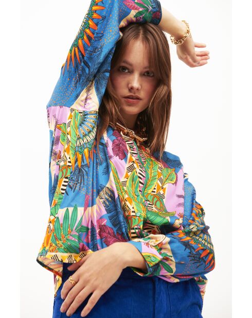 Chemise imprimé faune Bonaventure Zoulou bleue