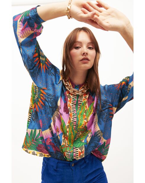 Chemise imprimé faune Bonaventure Zoulou bleue