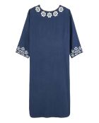 Robe droite fendue à broderies Alberto bleue