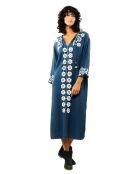 Robe droite fendue à broderies Alberto bleue