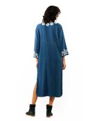Robe droite fendue à broderies Alberto bleue
