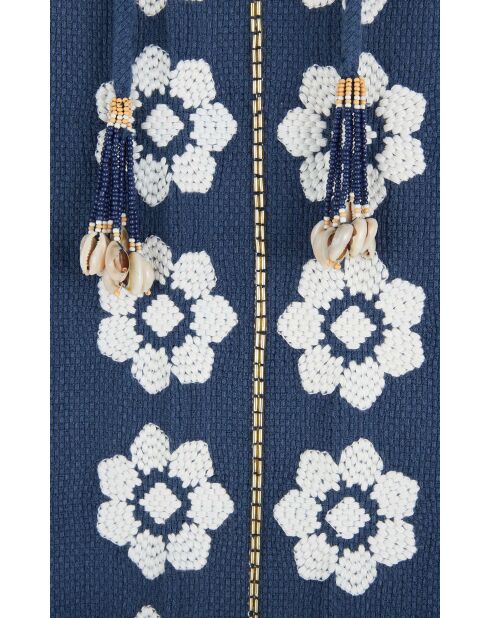 Robe droite fendue à broderies Alberto bleue