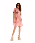 Robe chemise oversize en gaze de coton brodée Clovis rose