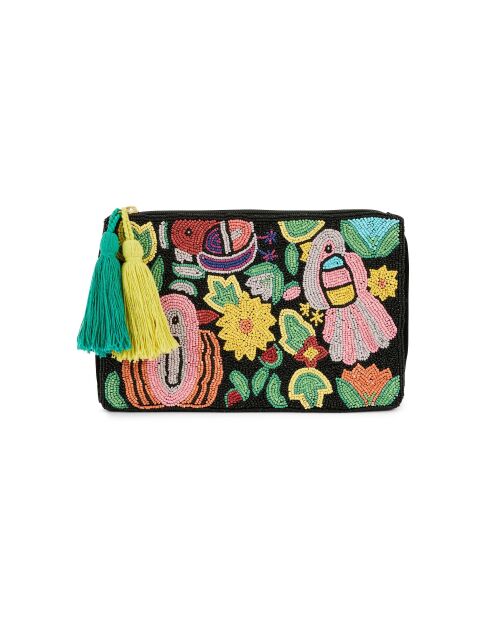 Sac pochette tissé en perles Huguette multicolore
