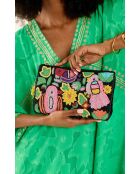 Sac pochette tissé en perles Huguette multicolore