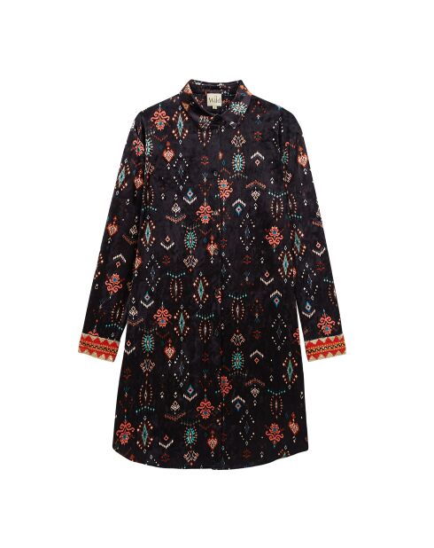 Robe chemise courte en velours Rosaria noire
