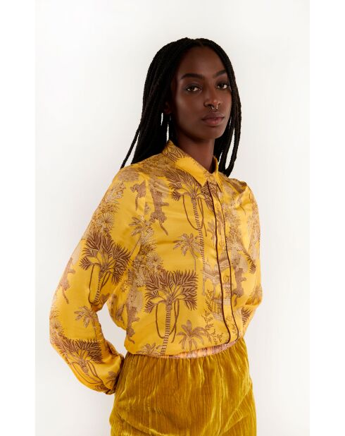 Chemise manches longues à motifs Mani ocre