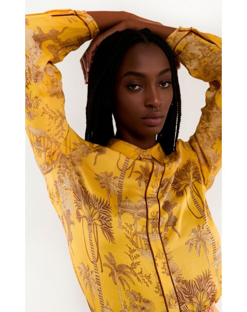 Chemise manches longues à motifs Mani ocre