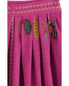 Jupe brodée plumes Humberto rose