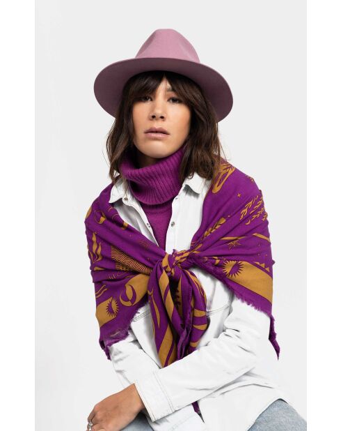 Grand foulard imprimé astral Univers violet