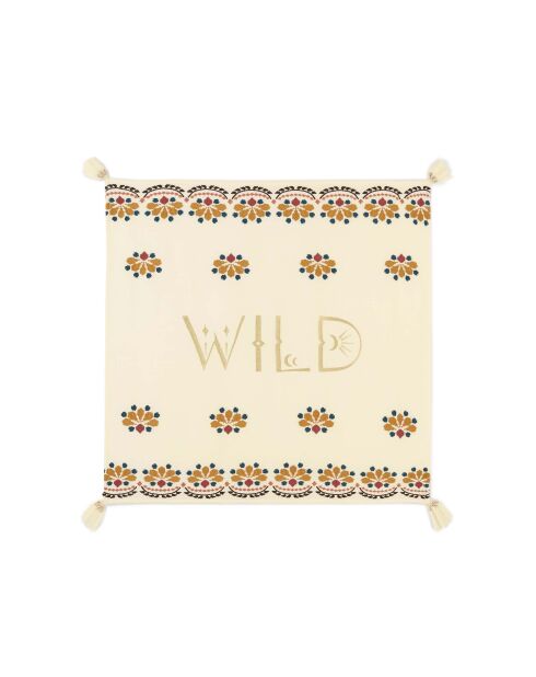 Foulard en gaze de coton brodé Ocampo beige