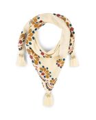 Foulard en gaze de coton brodé Ocampo beige