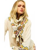 Foulard en gaze de coton brodé Ocampo beige