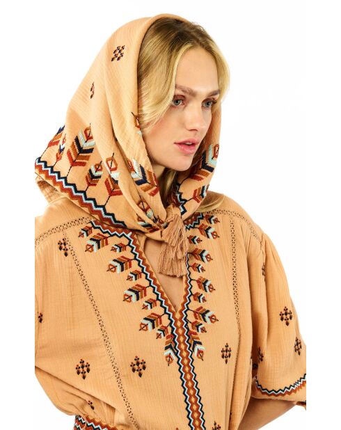 Moyen foulard en gaze de coton Emiliano beige