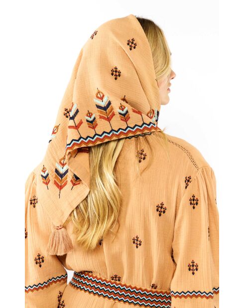 Moyen foulard en gaze de coton Emiliano beige