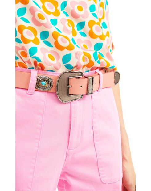 Ceinture en cuir inspiration navajo Kishi rose