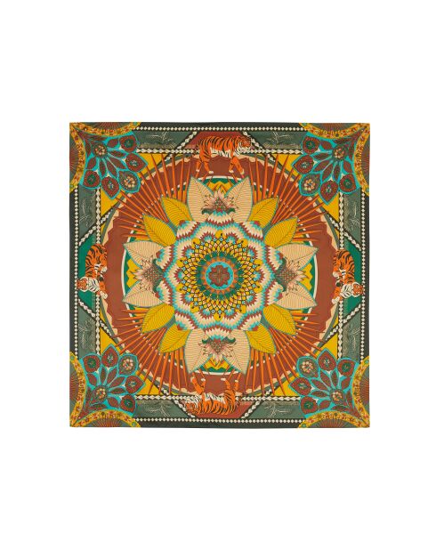 Mini foulard imprimés colorés Tiger Year kaki