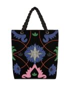 Sac cavas avec broderies Tampico noir - 42 X 47 X 12 cm