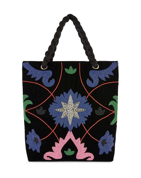 Sac cavas avec broderies Tampico noir - 42 X 47 X 12 cm