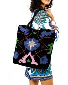 Sac cavas avec broderies Tampico noir - 42 X 47 X 12 cm