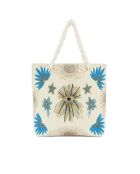 Sac cabas brodé de perles Julius blanc - 47 x 42 x 12 cm