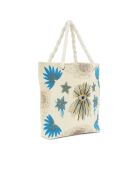 Sac cabas brodé de perles Julius blanc - 47 x 42 x 12 cm