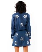 Jupe courte droite avec broderies Nona bleue