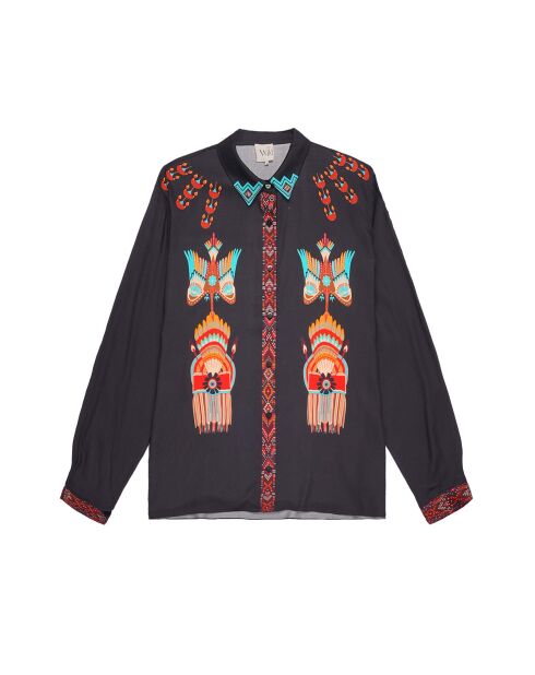 Chemise imprimé indien Bonaventure Nouveau Western noire