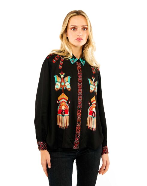 Chemise imprimé indien Bonaventure Nouveau Western noire