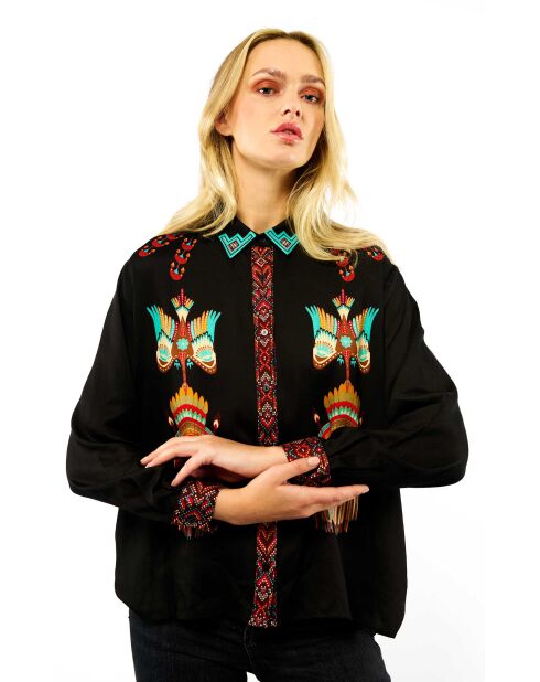 Chemise imprimé indien Bonaventure Nouveau Western noire