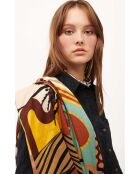 Grand foulard illustrations colorées Scritch kaki