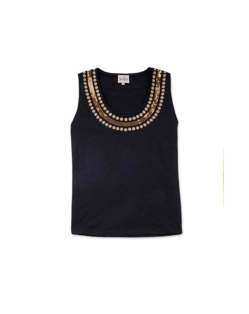 Débardeur avec encolure sequins Alix noir