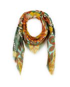 Grand foulard imprimés colorés Tiger Year kaki