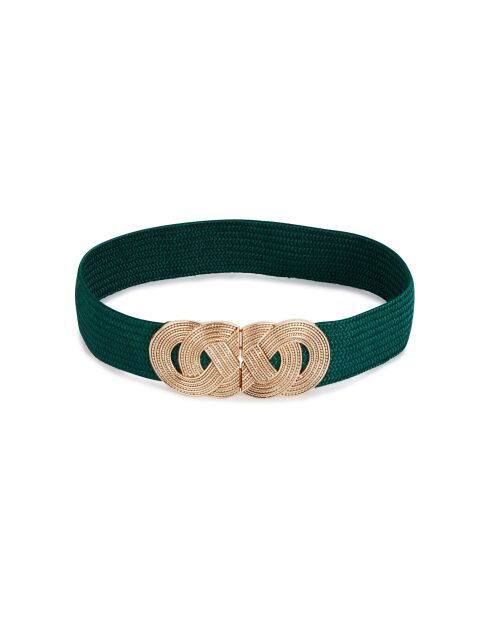 Ceinture élastiquée avec fermeture à l'avant boucle en crochet Kais verte