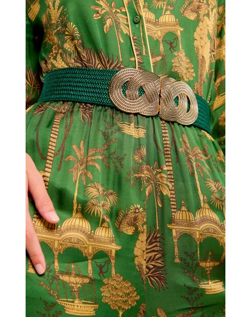 Ceinture élastiquée avec fermeture à l'avant boucle en crochet Kais verte