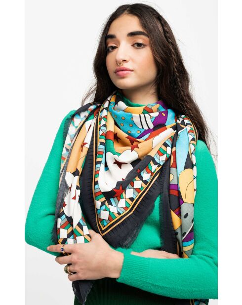 Grand foulard Acid noir